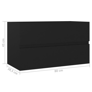 vidaXL Ντουλάπι Νιπτήρα Μαύρο 80x38,5x45cm από Μοριοσανίδα 1 τεμ.