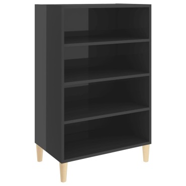 vidaXL Ραφιέρα Γυαλιστερή Γκρι 57x35x90cm από Επεξ. Ξύλο 1 τεμ.