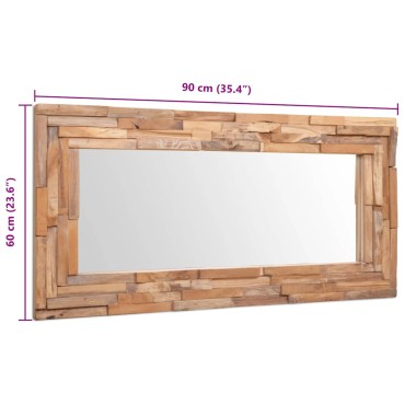 vidaXL Καθρέφτης Διακοσμητικός Ορθογώνιος 120 x 60 εκ. από Ξύλο Teak