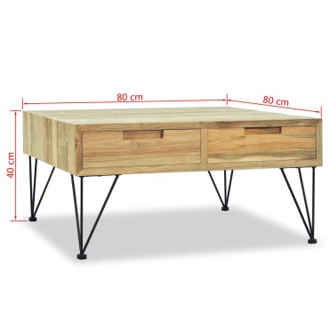 vidaXL Τραπεζάκι Σαλονιού 80x80x40cm από Μασίφ Ξύλο Teak 1 τεμ.