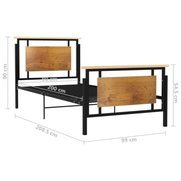 vidaXL Πλαίσιο Κρεβατιού 90x200cm Μεταλλικό 1 τεμ. - Μονό