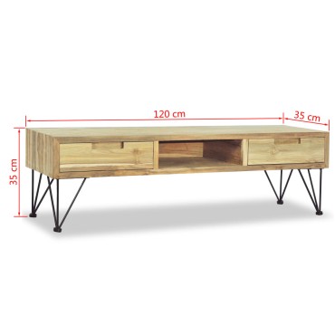 vidaXL Έπιπλο Τηλεόρασης 120x35x35cm από Μασίφ Ξύλο Teak