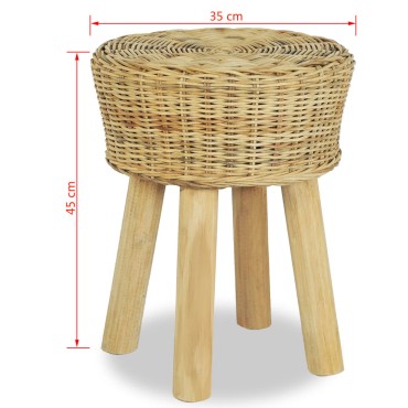 vidaXL Σκαμπό Μπαρ από Γνήσιο Ρατάν 35x45cm 1 τεμ.