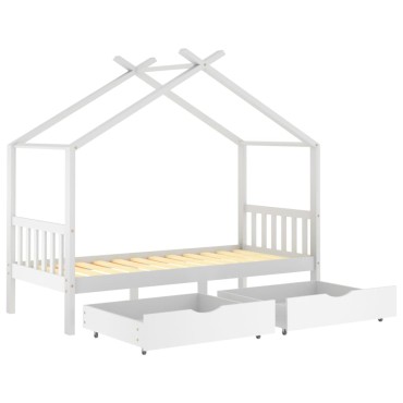 vidaXL Πλαίσιο Κρεβατιού Παιδικό με Συρτάρια 90x200cm Ξύλο Πεύκου 1 τεμ. - Μονό