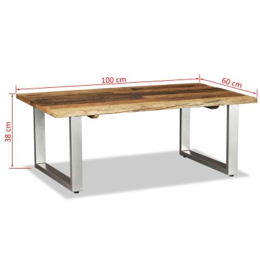 vidaXL Τραπεζάκι Σαλονιού 100x60x38cm Μασίφ Ανακυκλωμένο Ξύλο 1 τεμ.