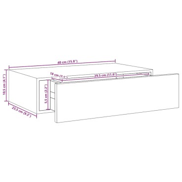 vidaXL Ράφι Επιτοίχιο με Συρτάρι Μαύρο 40x23,5x10cm από MDF 1 τεμ.