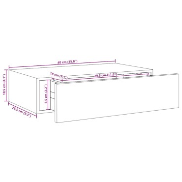 vidaXL Ράφια Τοίχου με Συρτάρια 2 τεμ. Μαύρα 40x23,5x10cm από MDF