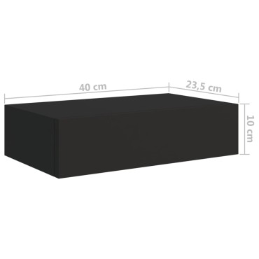vidaXL Ράφια Τοίχου με Συρτάρια 2 τεμ. Μαύρα 40x23,5x10cm από MDF