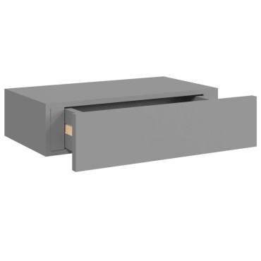 vidaXL Ράφι Επιτοίχιο με Συρτάρι Γκρι 40x23,5x10cm από MDF 1 τεμ.