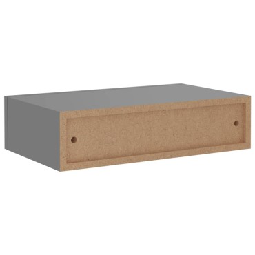 vidaXL Ράφι Επιτοίχιο με Συρτάρι Γκρι 40x23,5x10cm από MDF 1 τεμ.