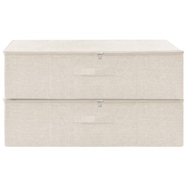 vidaXL Κουτιά Αποθήκευσης 2 τεμ. Κρεμ 70 x 40 x 18 εκ. Υφασμάτινα