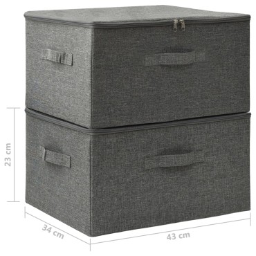 vidaXL Κουτιά Αποθήκευσης 2 τεμ. Ανθρακί 43 x 34 x 23 εκ. Υφασμάτινα