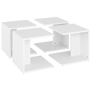 vidaXL Τραπεζάκια Σαλονιού 4 τεμ. Λευκά 33x33x33cm Επεξ. Ξύλο