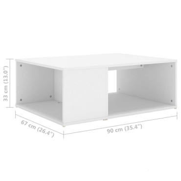 vidaXL Τραπεζάκι Σαλονιού Λευκό 90x67x33cm Επεξεργασμένο Ξύλο 1 τεμ.