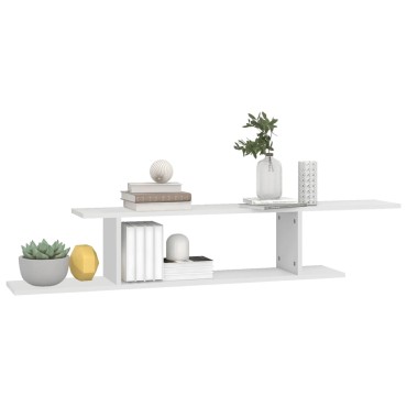 vidaXL Ράφι Τηλεόρασης Επιτοίχιο Λευκό 125x18x23cm από Επεξ. Ξύλο 1 τεμ.