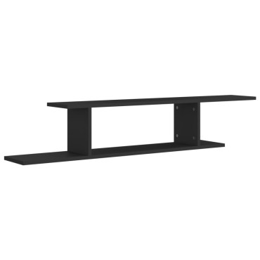 vidaXL Ράφι Τηλεόρασης Επιτοίχιο Μαύρο 125x18x23cm Επεξ. Ξύλο 1 τεμ.