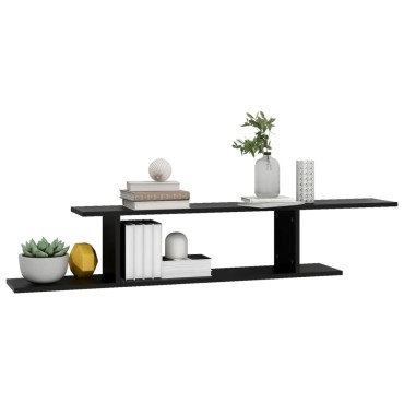 vidaXL Ράφι Τηλεόρασης Επιτοίχιο Μαύρο 125x18x23cm Επεξ. Ξύλο 1 τεμ.
