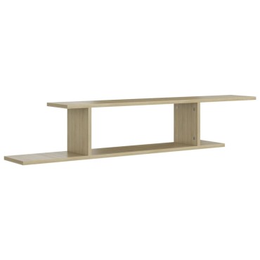 vidaXL Ράφι Τηλεόρασης Επιτοίχιο Sonoma Δρυς 125x18x23cm Επεξ. Ξύλο 1 τεμ.