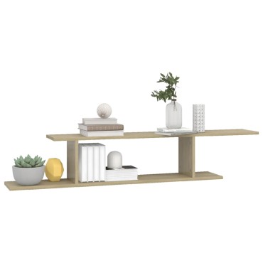 vidaXL Ράφι Τηλεόρασης Επιτοίχιο Sonoma Δρυς 125x18x23cm Επεξ. Ξύλο 1 τεμ.