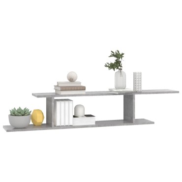 vidaXL Ράφι Τηλεόρασης Επιτοίχιο Γκρι Σκυρ. 125x18x23cm Επεξ. Ξύλο 1 τεμ.