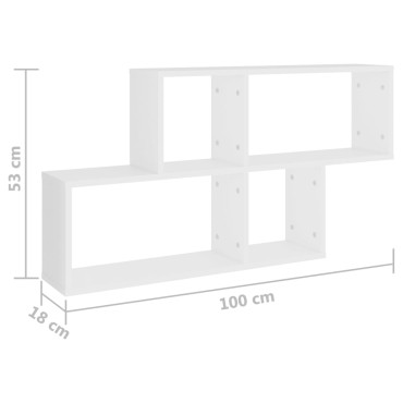 vidaXL Ράφι Τοίχου Λευκό 100x18x53cm από Επεξεργασμένο Ξύλο 1 τεμ.