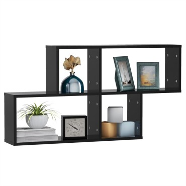 vidaXL Ράφι Τοίχου Μαύρο 100x18x53cm από Επεξεργασμένο Ξύλο 1 τεμ.
