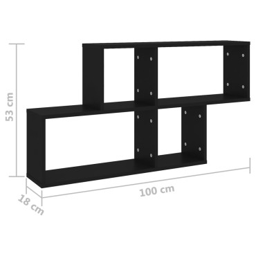 vidaXL Ράφι Τοίχου Μαύρο 100x18x53cm από Μοριοσανίδα 1 τεμ.