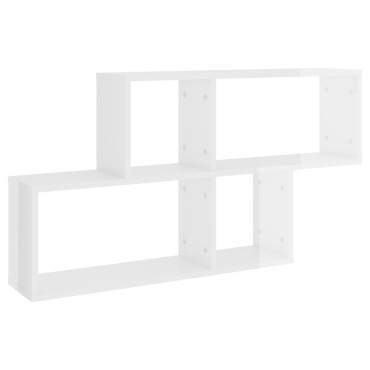 vidaXL Ραφιέρα Τοίχου Γυαλιστερό Λευκό 100x18x53cm από Επεξ. Ξύλο 1 τεμ.