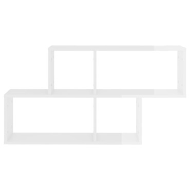 vidaXL Ραφιέρα Τοίχου Γυαλιστερό Λευκό 100x18x53cm από Επεξ. Ξύλο 1 τεμ.