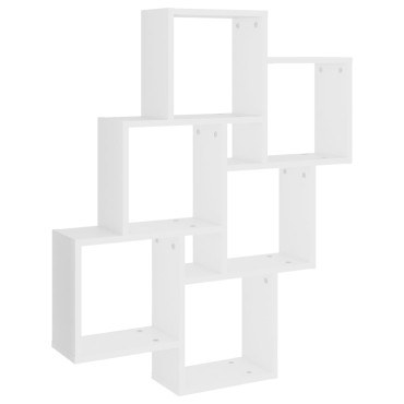vidaXL Ραφιέρα Τοίχου με Κύβους Λευκή 78x15x93cm από Επεξ. Ξύλο 1 τεμ.