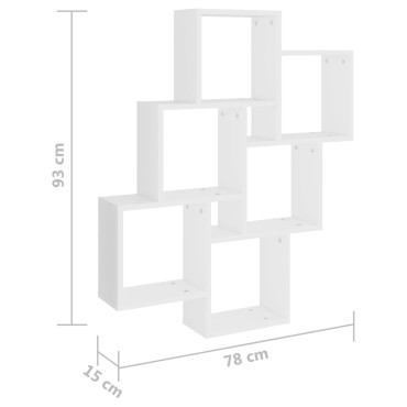 vidaXL Ραφιέρα Τοίχου με Κύβους Λευκή 78x15x93cm από Επεξ. Ξύλο 1 τεμ.