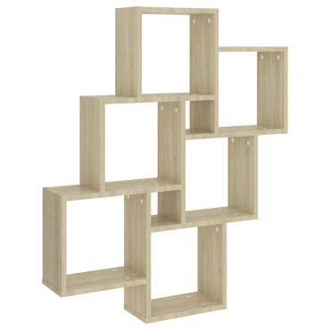 vidaXL Ράφι Κύβος Τοίχου Sonoma Δρυς 78x15x93cm από Επεξ. Ξύλο 1 τεμ.