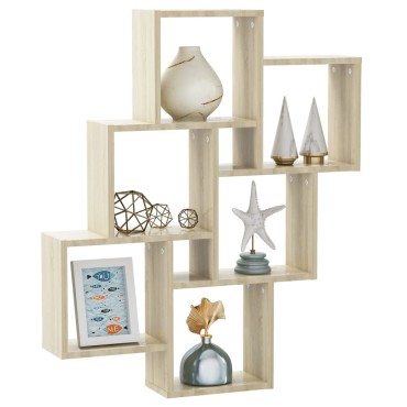 vidaXL Ράφι Κύβος Τοίχου Sonoma Δρυς 78x15x93cm από Επεξ. Ξύλο 1 τεμ.
