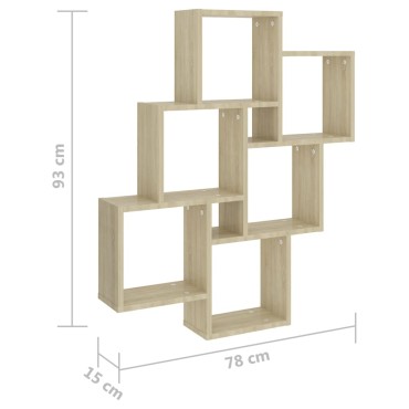 vidaXL Ράφι Κύβος Τοίχου Sonoma Δρυς 78x15x93cm από Επεξ. Ξύλο 1 τεμ.