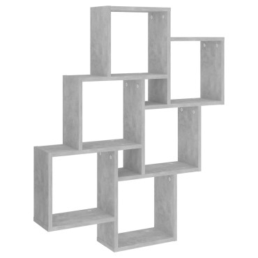 vidaXL Ραφιέρα Τοίχου με Κύβους Γκρι Σκυρ. 78x15x93cm Επεξ. Ξύλο 1 τεμ.