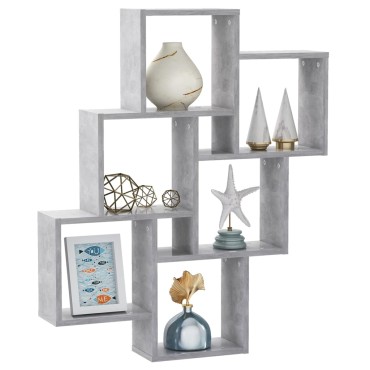 vidaXL Ραφιέρα Τοίχου με Κύβους Γκρι Σκυρ. 78x15x93cm Επεξ. Ξύλο 1 τεμ.