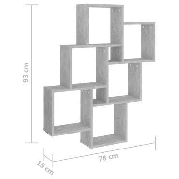 vidaXL Ραφιέρα Τοίχου με Κύβους Γκρι Σκυρ. 78x15x93cm Επεξ. Ξύλο 1 τεμ.