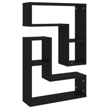 vidaXL Ραφιέρες Τοίχου 2 τεμ. Μαύρες 50x15x50cm από Μοριοσανίδα