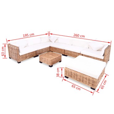 vidaXL Σετ Καναπέ 27 τεμ. από Γνήσιο Ρατάν 67x67x58cm  Γωνιακός