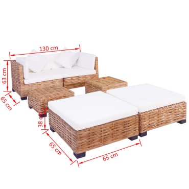 vidaXL Σετ Καναπέ 16 τεμ. από Γνήσιο Ρατάν 67x67x58cm  Γωνιακός