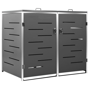 vidaXL Πλαίσιο Κάδων Απορρ. Διπλό με Ρόδες 138x77,5x112,5 εκ Αν. Ατσα.