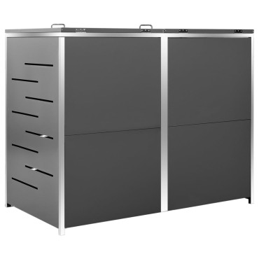 vidaXL Πλαίσιο Κάδων Απορρ. Διπλό με Ρόδες 138x77,5x112,5 εκ Αν. Ατσα.