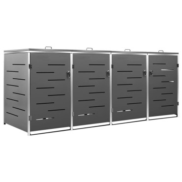 vidaXL Πλαίσιο Κάδων Απορρ. Τετραπλό Ρόδες 276,5x77,5x112,5εκ Αν. Ατσ.
