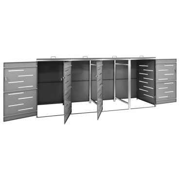 vidaXL Πλαίσιο Κάδων Απορρ. Τετραπλό Ρόδες 276,5x77,5x112,5εκ Αν. Ατσ.