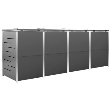 vidaXL Πλαίσιο Κάδων Απορρ. Τετραπλό Ρόδες 276,5x77,5x112,5εκ Αν. Ατσ.
