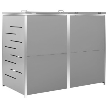 vidaXL Πλαίσιο Κάδων Απορρ. Διπλό με Ρόδες 138x77,5x112,5 εκ Αν. Ατσα.