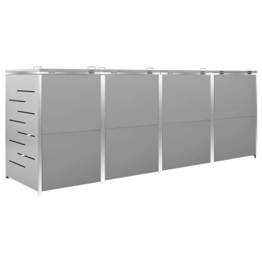 vidaXL Πλαίσιο Κάδων Απορρ. Τετραπλό Ρόδες 276,5x77,5x112,5εκ Αν. Ατσ.