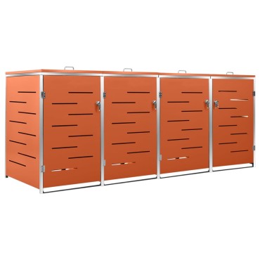 vidaXL Πλαίσιο Κάδων Απορρ. Τετραπλό Ρόδες 276,5x77,5x112,5εκ Αν. Ατσ.