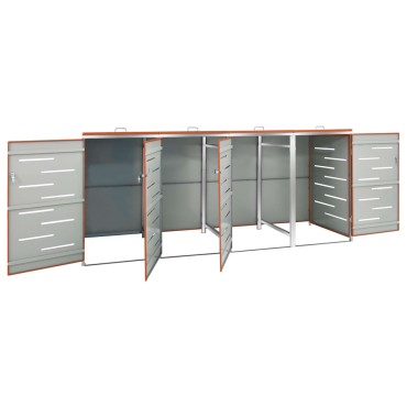 vidaXL Πλαίσιο Κάδων Απορρ. Τετραπλό Ρόδες 276,5x77,5x112,5εκ Αν. Ατσ.
