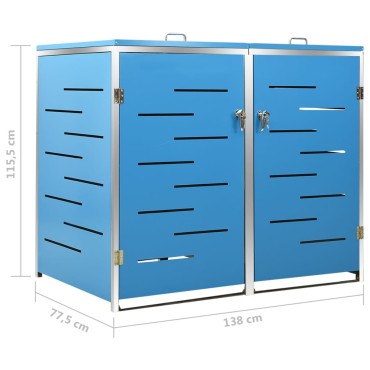 vidaXL Πλαίσιο Κάδων Απορρ. Διπλό με Ρόδες 138x77,5x112,5 εκ Αν. Ατσα.